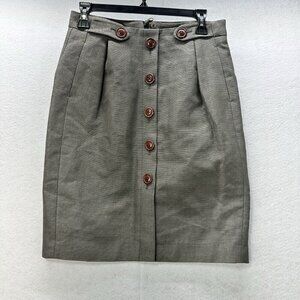 Vintage Jigsaw Skirt 29 Pencil Gray Metallic European Academia Button